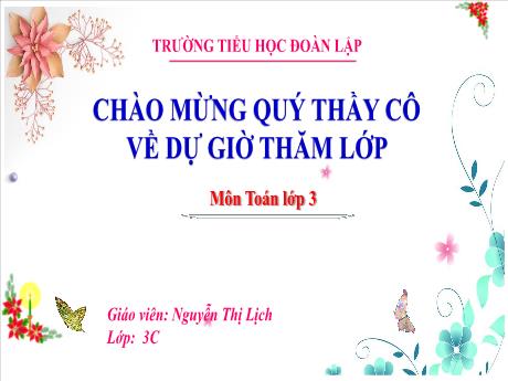 Bài giảng Toán 3 - Bài 19: Luyện tạp - Nguyễn Thị Lịch