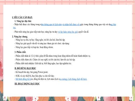 Bài giảng Toán 3 - Bài 66: Xem đồng hồ. Tháng, năm (Tiết 2) - Trường Tiểu học Đại Bản 2