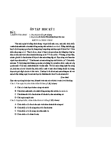 Đề kiểm tra học kì I môn Toán + Tiếng Việt Lớp 3