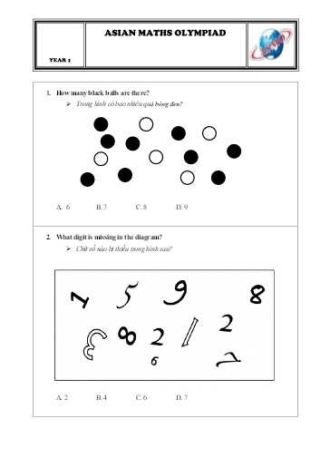 Đề thi Olympic Toán Châu Á - Year 1