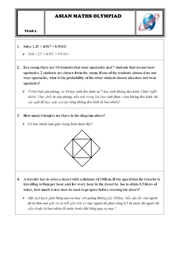 Đề thi Olympic Toán Châu Á - Year 5