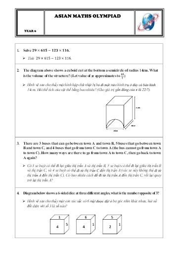 Đề thi Olympic Toán Châu Á - Year 6