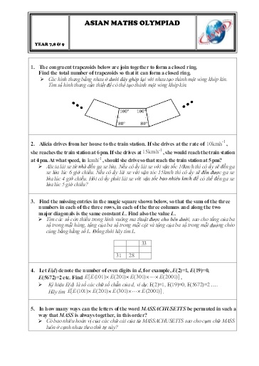 Đề thi Olympic Toán Châu Á - Year 7, 8, 9