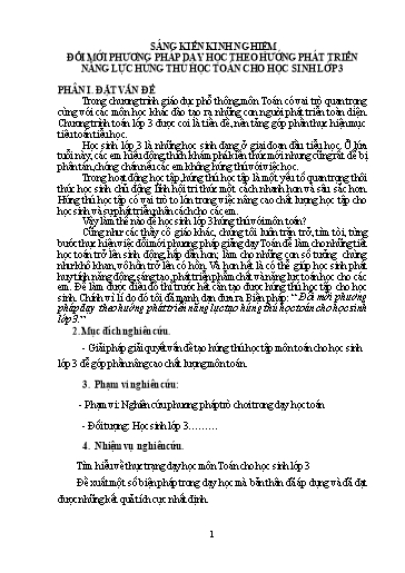 Sáng kiến kinh nghiệm đổi mới phương pháp dạy học theo hướng phát triển năng lực hứng thú học Toán cho học sinh Lớp 3