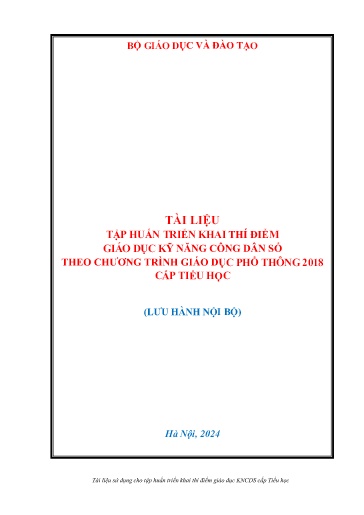 Slide Tài liệu tập huấn triển khai thí điểm giáo dục kỹ năng công dân số theo chương trình giáo dục phổ thông 2018 cấp Tiểu học