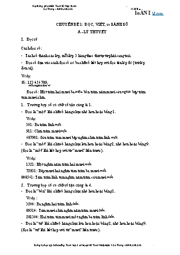 Tài liệu bồi dưỡng Toán Lớp 3 ôn luyện thi Violympic - Chuyền đề: Đọc, viết, so sánh số